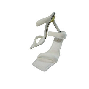 GOOD AMERICAN Womens White Terry Square Toe Slip On 11 Sandals Heels GA354T-X